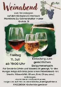Die katholische Pfarrgemeinde lädt zum Weinabend ein